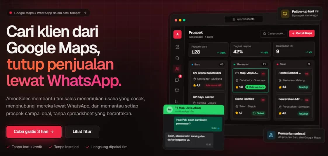Tools Scraper Nomor Bisnis Dari Google Maps (Amoesales.com)